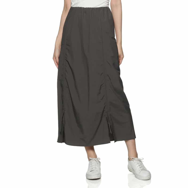 BARNEYS NEW YORK ウォッシャブル シャーリングデザインスカート DARK GRAY