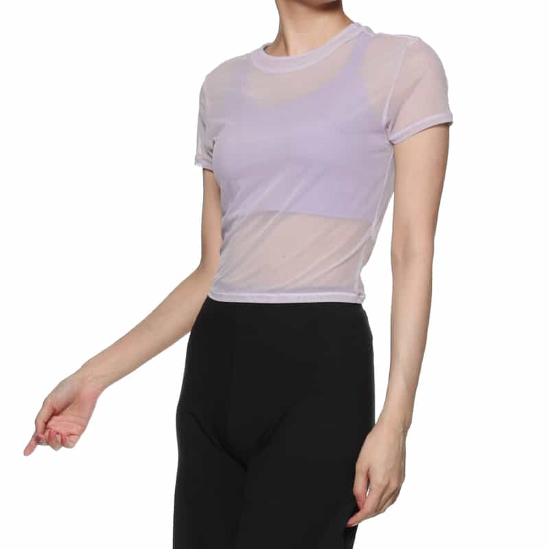 ORGANIC BASICS シアーメッシュTシャツ LT PURPLE