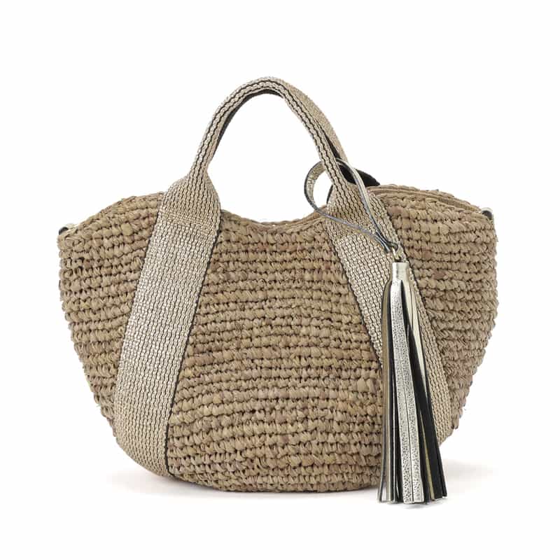 VIOLAD’ORO ラフィア素材トートバッグ LIGHT BROWN