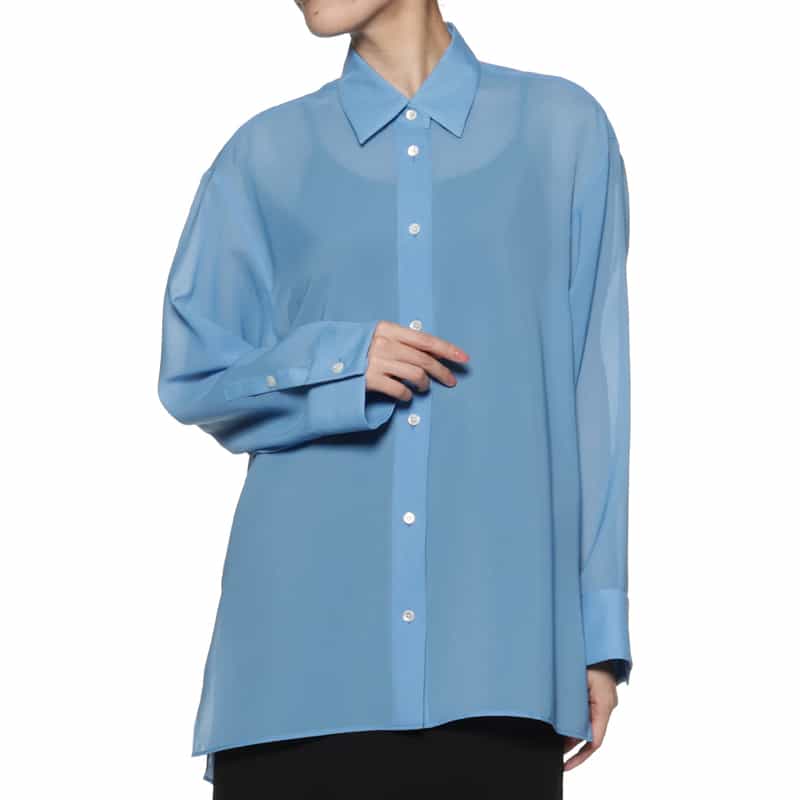BARNEYS NEW YORK ウォッシャブル シアー素材シャツ BLUE