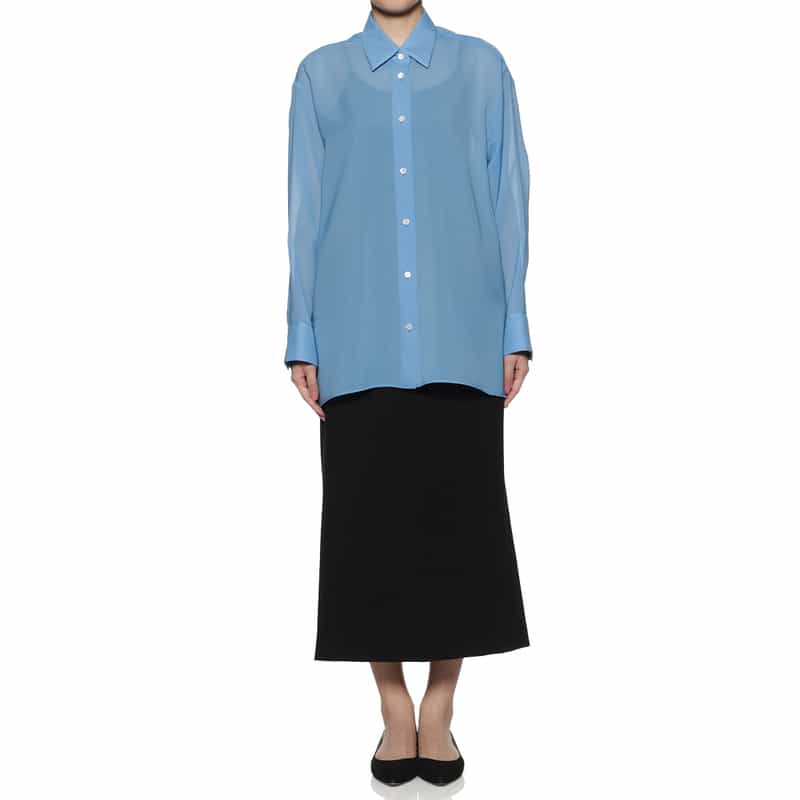 BARNEYS NEW YORK ウォッシャブル シアー素材シャツ BLUE