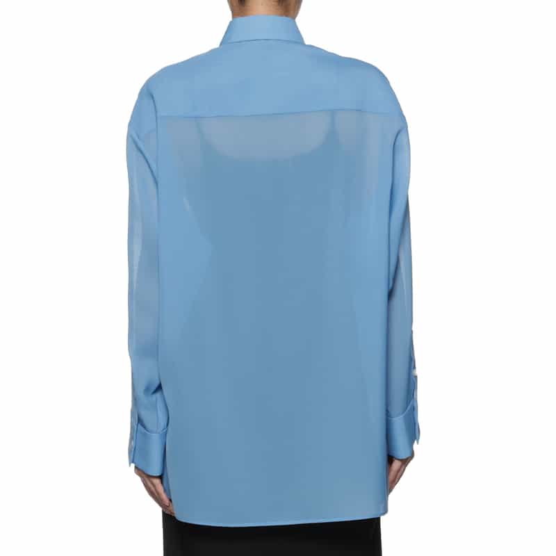 BARNEYS NEW YORK ウォッシャブル シアー素材シャツ BLUE