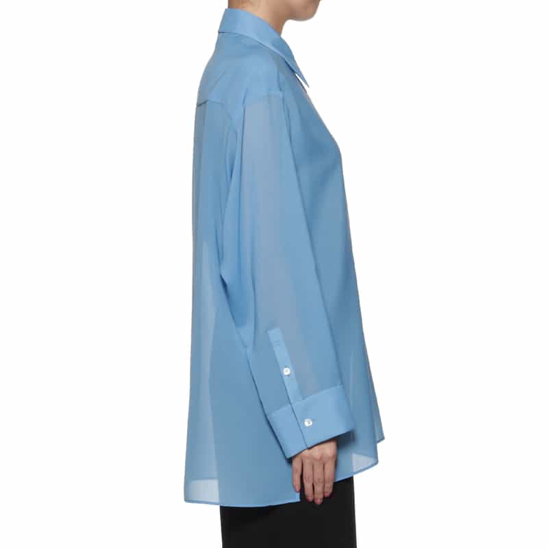 BARNEYS NEW YORK ウォッシャブル シアー素材シャツ BLUE