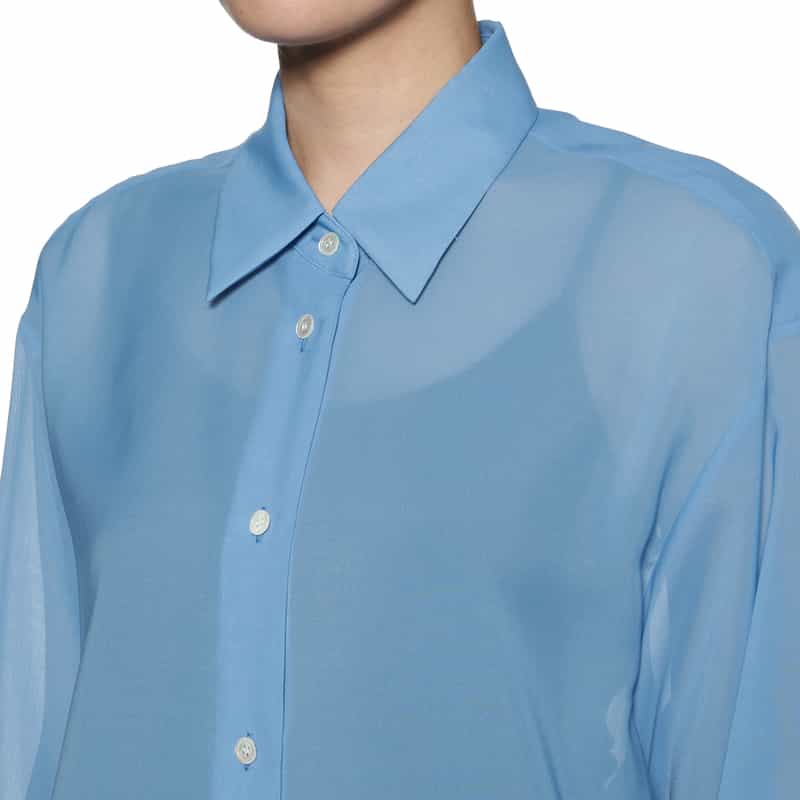 BARNEYS NEW YORK ウォッシャブル シアー素材シャツ BLUE