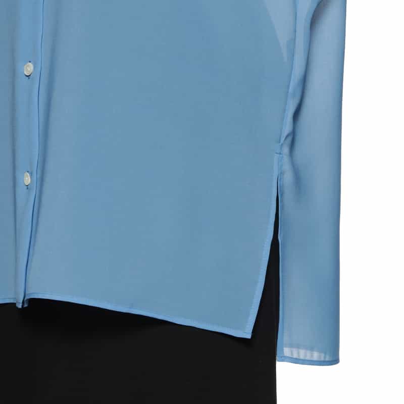 BARNEYS NEW YORK ウォッシャブル シアー素材シャツ BLUE