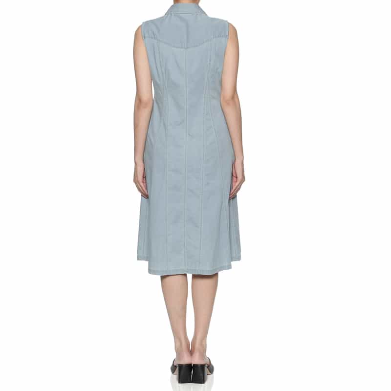 BARNEYS NEW YORK ウォッシャブル ノースリーブ デニムシャツドレス LIGHT BLUE