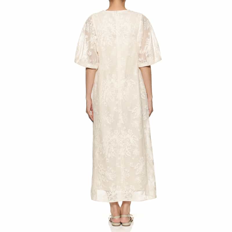 BARNEYS NEW YORK ウォッシャブル ボリュームスリーブ レースドレス IVORY