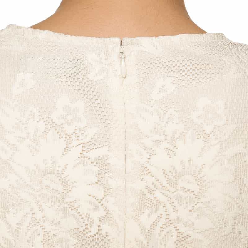 BARNEYS NEW YORK ウォッシャブル ボリュームスリーブ レースドレス IVORY