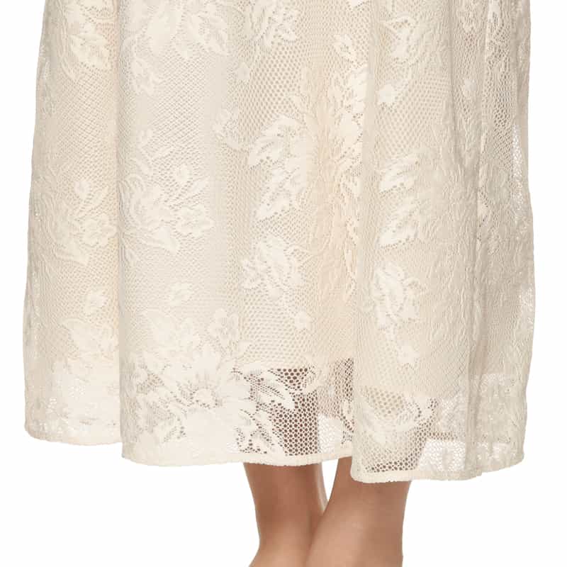 BARNEYS NEW YORK ウォッシャブル ボリュームスリーブ レースドレス IVORY