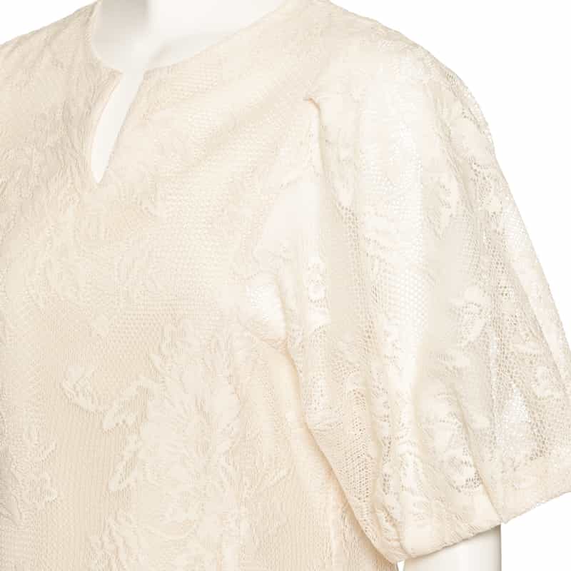 BARNEYS NEW YORK ウォッシャブル ボリュームスリーブ レースドレス IVORY