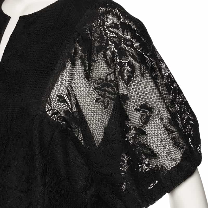 BARNEYS NEW YORK ウォッシャブル ボリュームスリーブ レースドレス BLACK