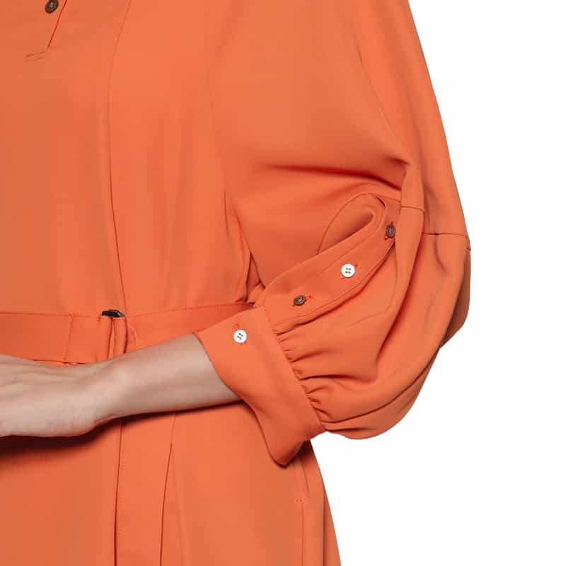 BARNEYS NEW YORK ウォッシャブル ラグランスリーブ ベルテッドドレス ORANGE