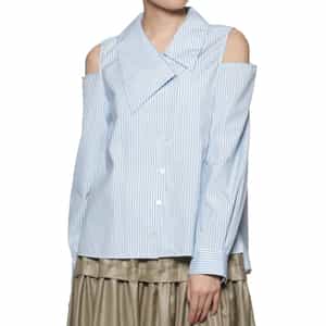 BARNEYS NEW YORK - 【新品未使用】バーニーズニューヨーク　ウォッシャブルバンドカラービッグシャツ ウォッシャブル アシンメトリーデザインシャツ（2241503