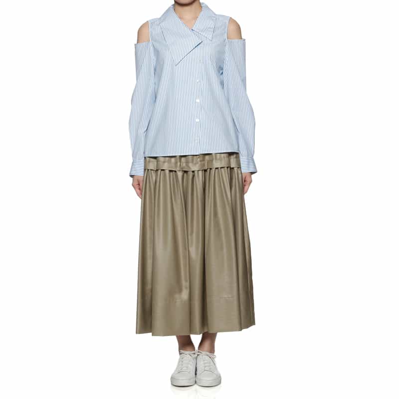 BARNEYS NEW YORK ウォッシャブル アシンメトリーデザインシャツ LIGHT BLUE