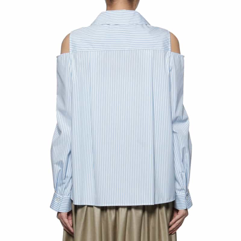 BARNEYS NEW YORK ウォッシャブル アシンメトリーデザインシャツ LIGHT BLUE