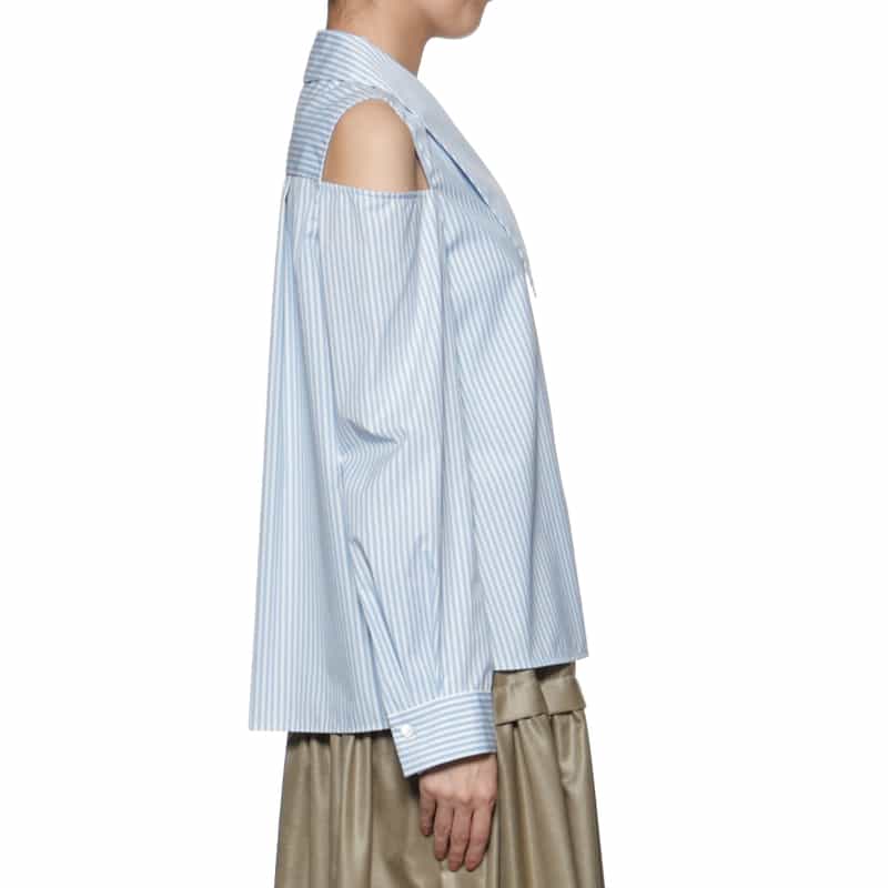 BARNEYS NEW YORK ウォッシャブル アシンメトリーデザインシャツ LIGHT BLUE