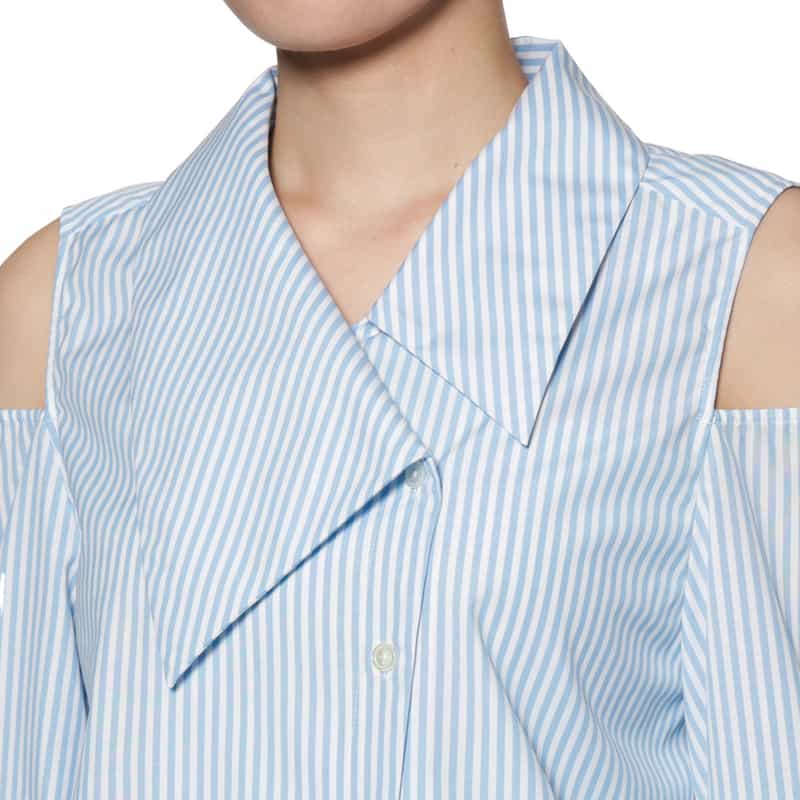 BARNEYS NEW YORK ウォッシャブル アシンメトリーデザインシャツ LIGHT BLUE