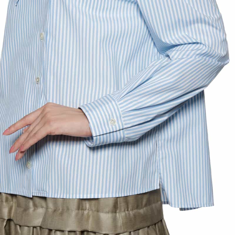 BARNEYS NEW YORK ウォッシャブル アシンメトリーデザインシャツ LIGHT BLUE