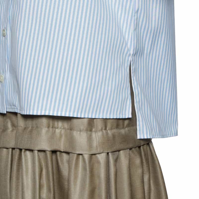 BARNEYS NEW YORK ウォッシャブル アシンメトリーデザインシャツ LIGHT BLUE