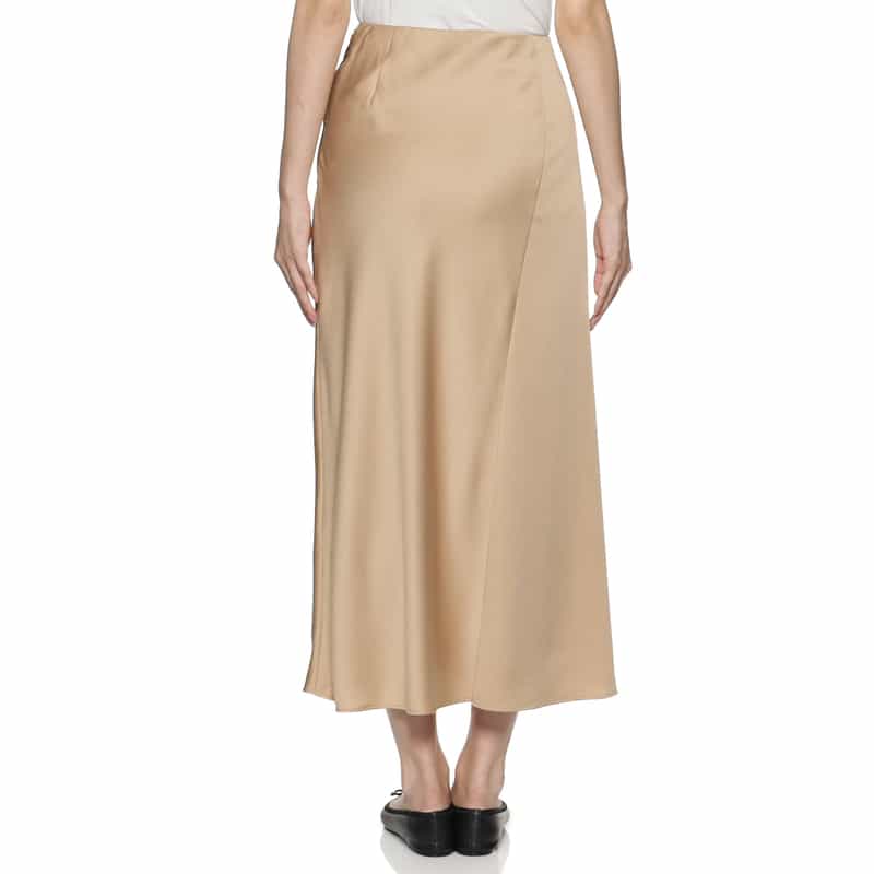BARNEYS NEW YORK ウォッシャブル サテンロングスカート CAMEL