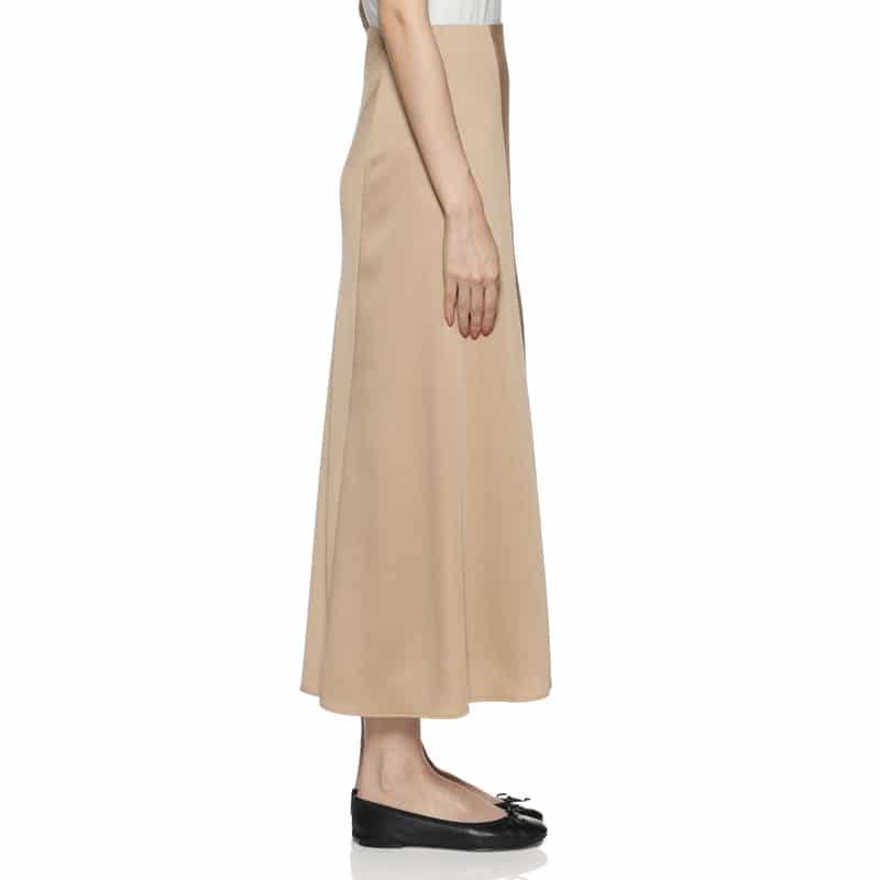 BARNEYS NEW YORK ウォッシャブル サテンロングスカート CAMEL
