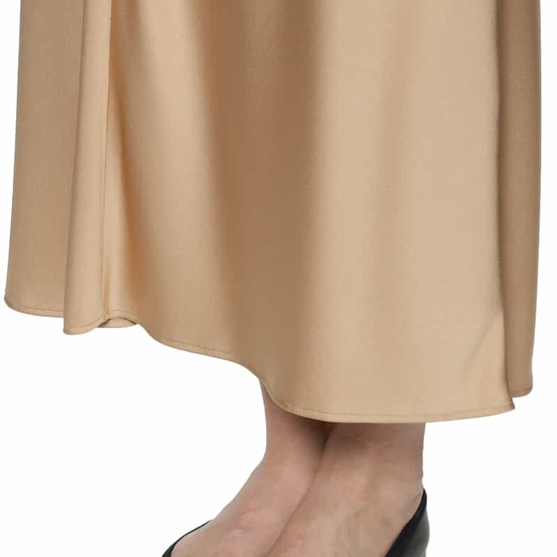 BARNEYS NEW YORK ウォッシャブル サテンロングスカート CAMEL