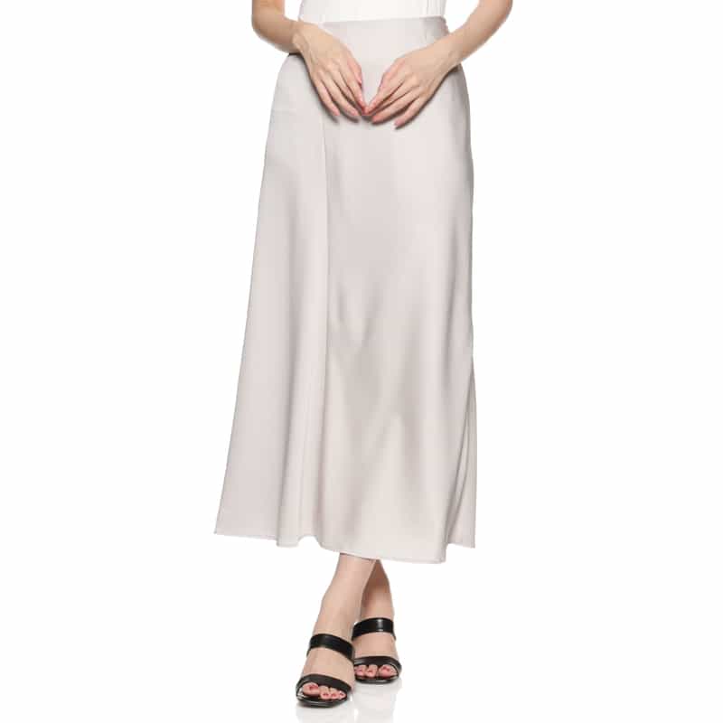 BARNEYS NEW YORK ウォッシャブル サテンロングスカート GRAY