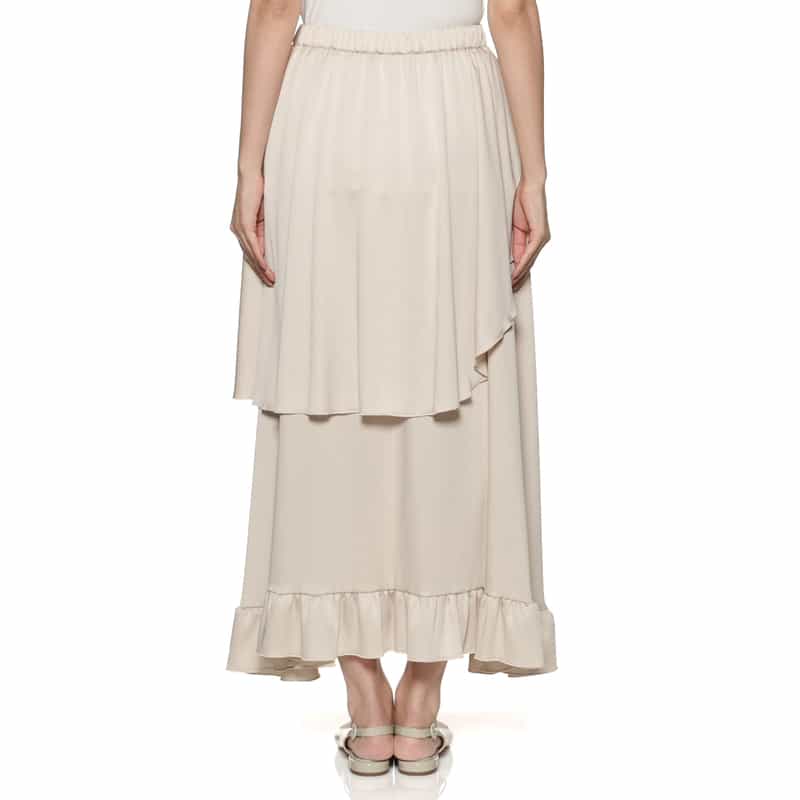 BARNEYS NEW YORK ウォッシャブル アシンメトリーティアード ロングスカート BEIGE
