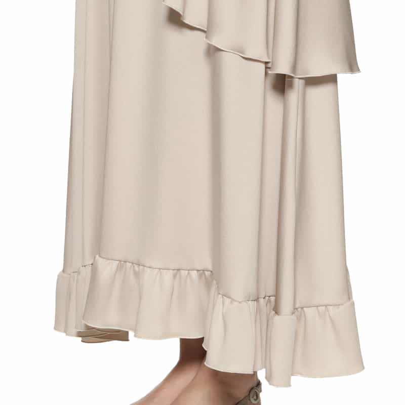 BARNEYS NEW YORK ウォッシャブル アシンメトリーティアード ロングスカート BEIGE