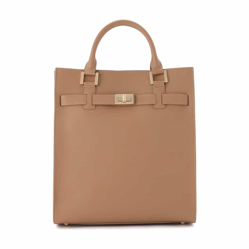 BARNEYS NEW YORK 縦型スクエアレザートートバッグ BEIGE