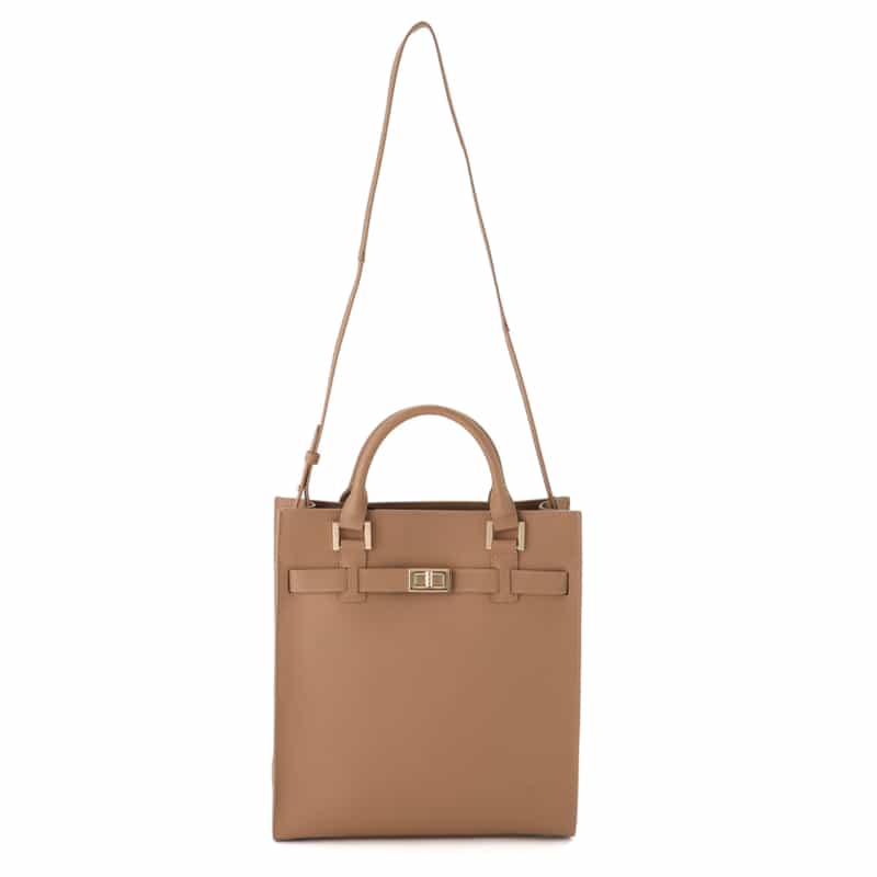 BARNEYS NEW YORK 縦型スクエアレザートートバッグ BEIGE