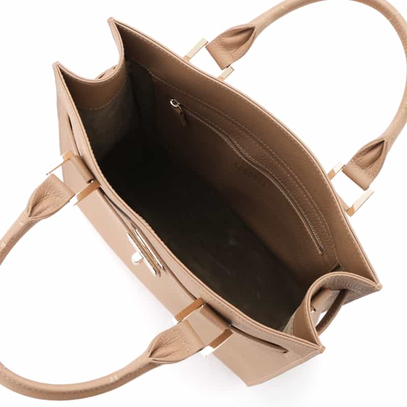 BARNEYS NEW YORK 縦型スクエアレザートートバッグ BEIGE