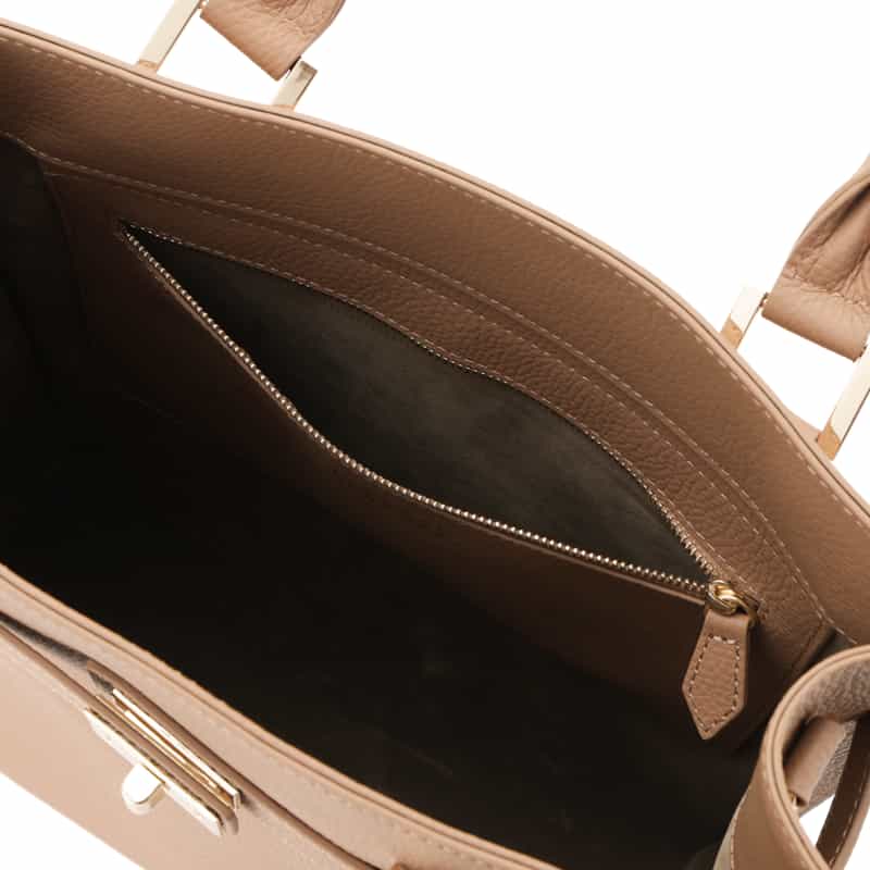 BARNEYS NEW YORK 縦型スクエアレザートートバッグ BEIGE