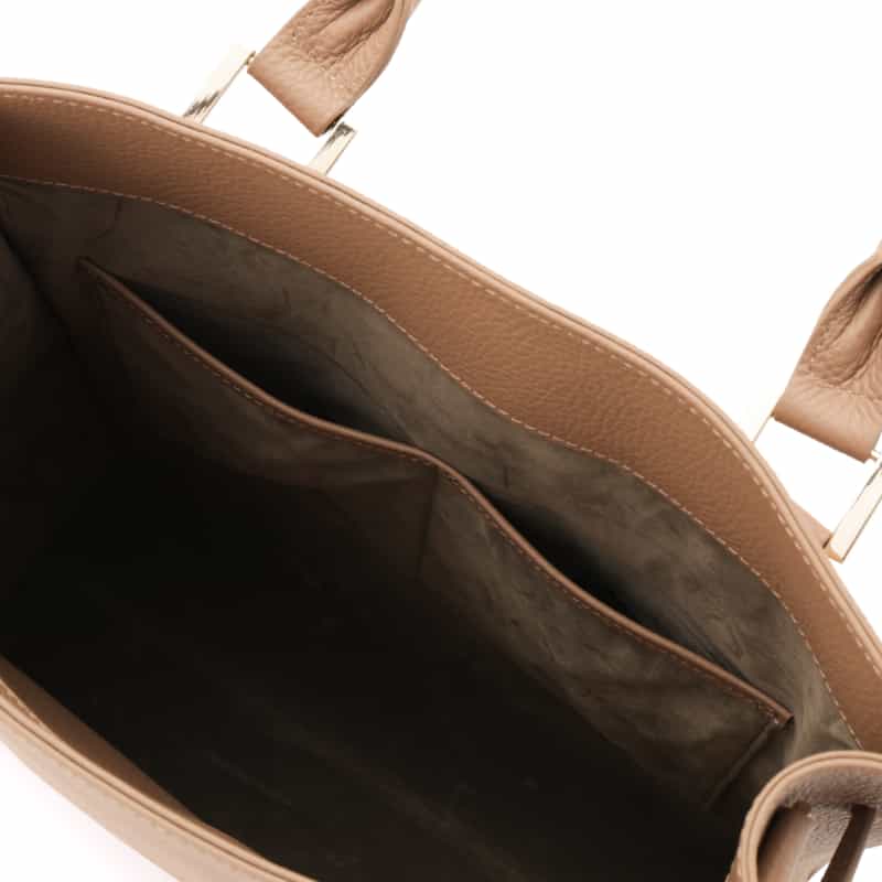 BARNEYS NEW YORK 縦型スクエアレザートートバッグ BEIGE