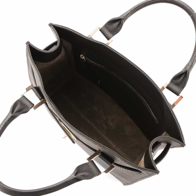 BARNEYS NEW YORK 縦型スクエアレザートートバッグ BLACK