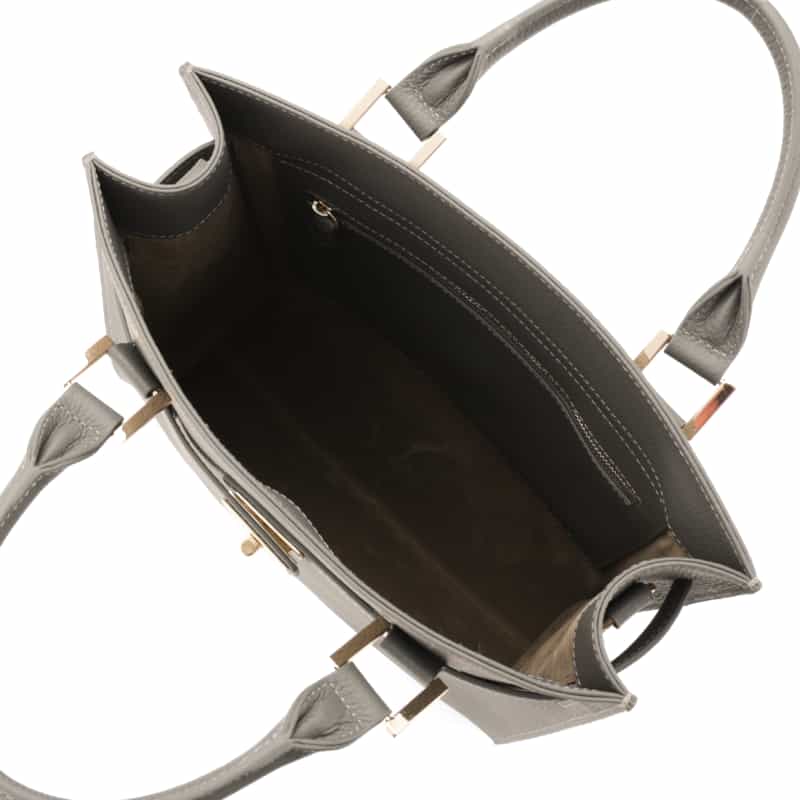 BARNEYS NEW YORK 縦型スクエアレザートートバッグ GRAY