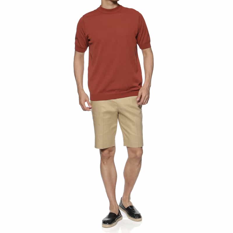 BARNEYS NEW YORK ウォッシャブル ストレッチ素材ショーツ BEIGE