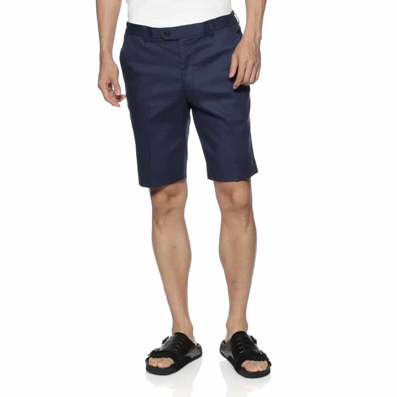 BARNEYS NEW YORK ウォッシャブル ストレッチ素材ショーツ NAVY