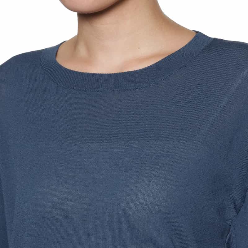 BARNEYS NEW YORK ウォッシャブル ポンチョニットプルオーバー NAVY