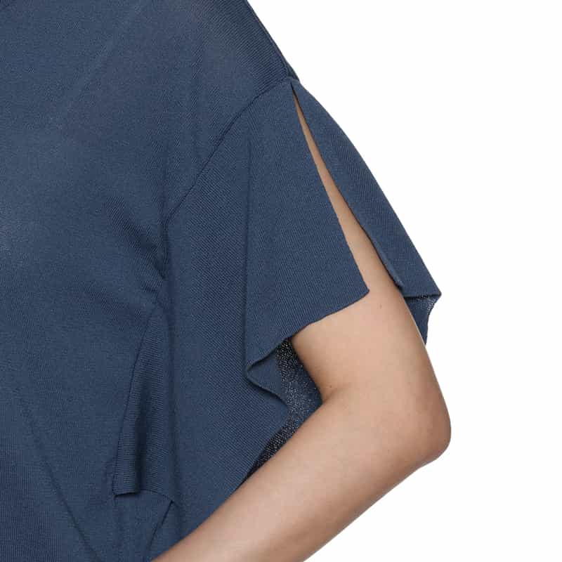 BARNEYS NEW YORK ウォッシャブル ポンチョニットプルオーバー NAVY