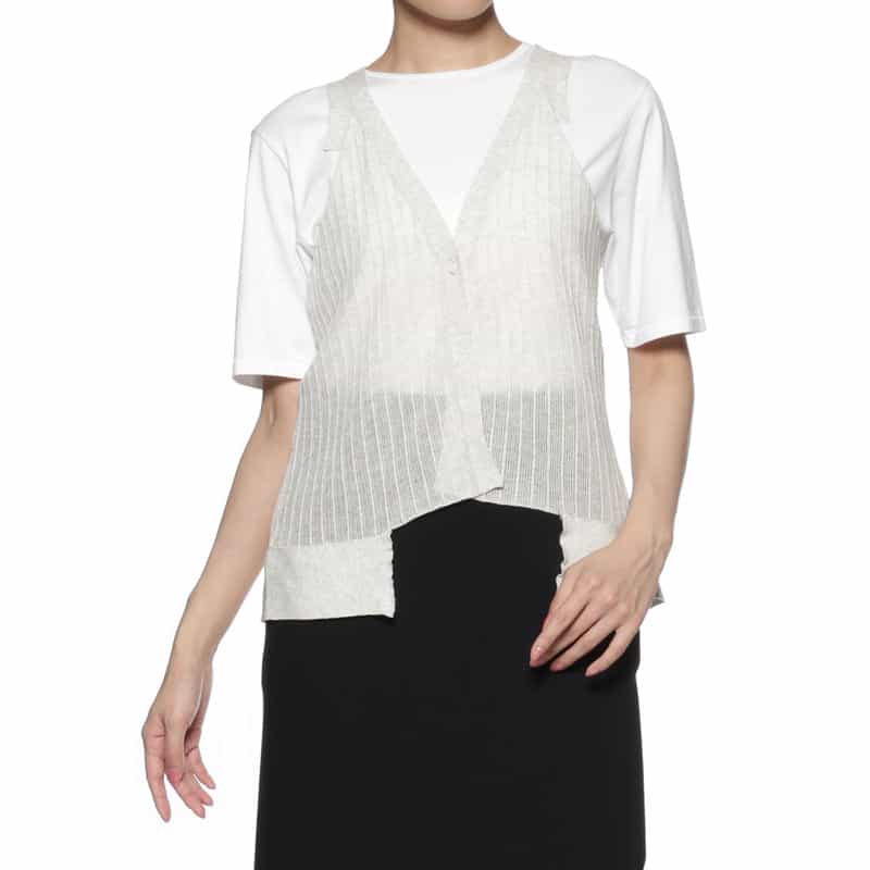 BARNEYS NEW YORK ウォッシャブル ノースリーブニットベスト GRAY