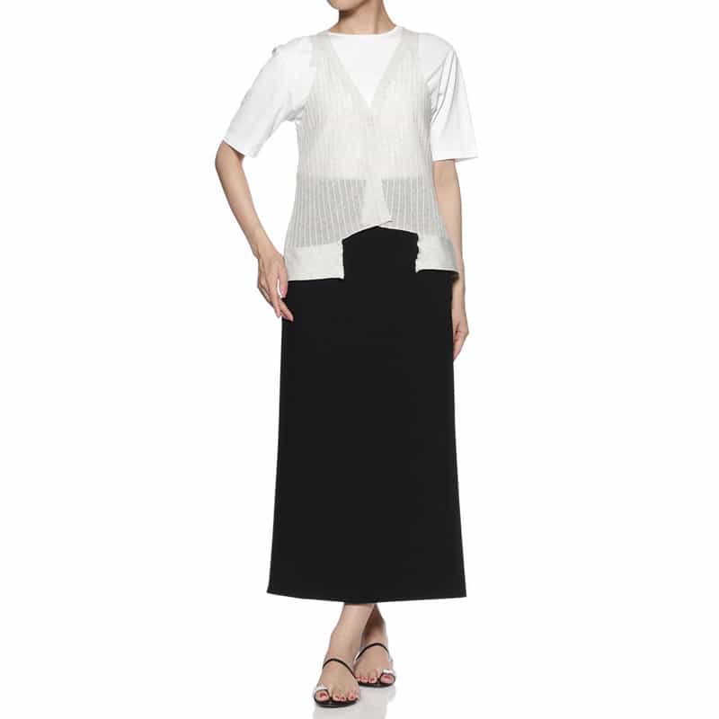 BARNEYS NEW YORK ウォッシャブル ノースリーブニットベスト GRAY