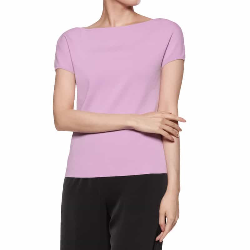 BARNEYS NEW YORK ウォッシャブル ボートネックニットプルオーバー LIGHT PURPLE
