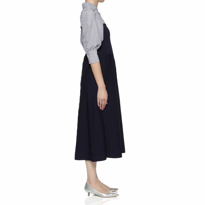 BARNEYS NEW YORK 切替ニットドレス NAVY