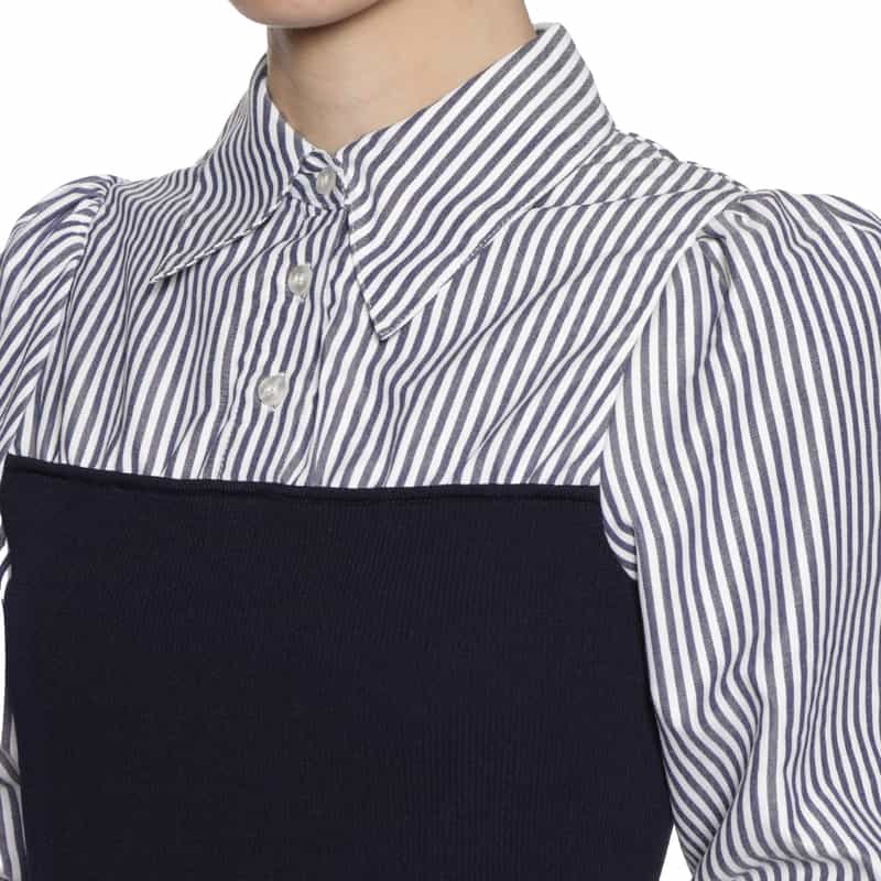 BARNEYS NEW YORK 切替ニットドレス NAVY