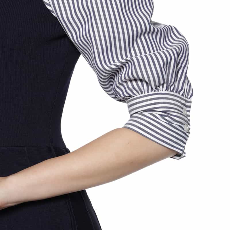 BARNEYS NEW YORK 切替ニットドレス NAVY