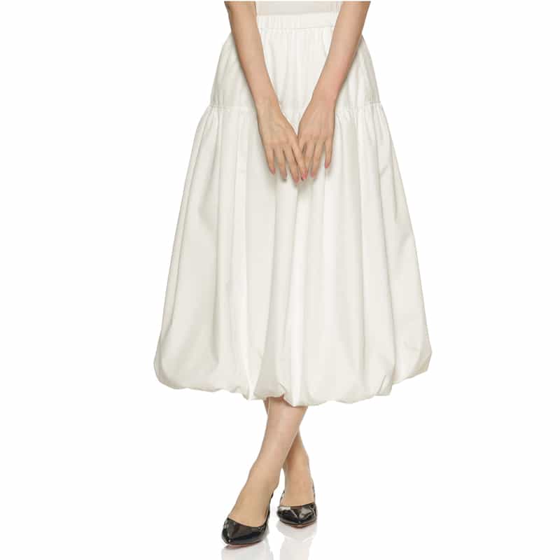 BARNEYS NEW YORK ウォッシャブル切替ギャザーバルーンスカート OFF WHITE