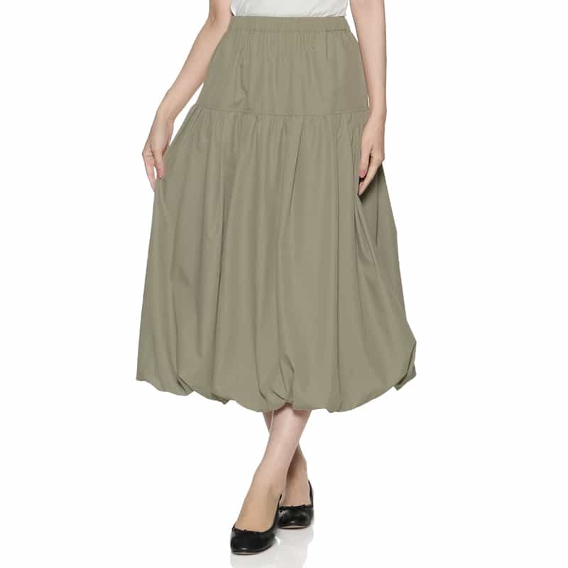 BARNEYS NEW YORK ウォッシャブル切替ギャザーバルーンスカート LIGHT GREEN