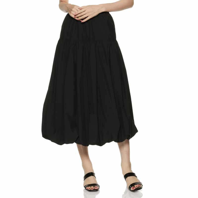 BARNEYS NEW YORK ウォッシャブル切替ギャザーバルーンスカート BLACK