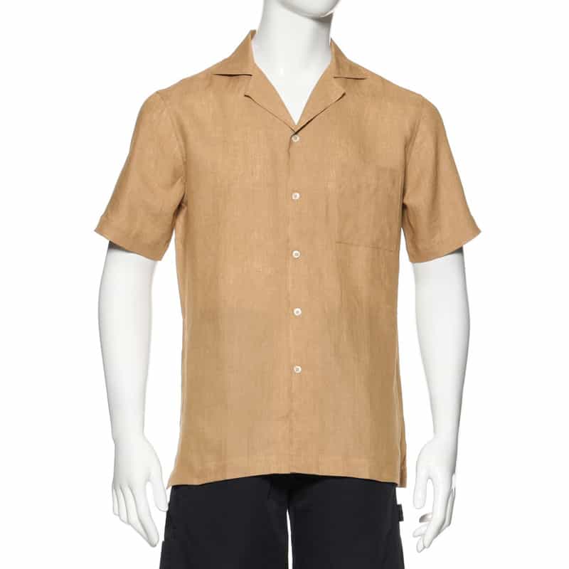 BARNEYS NEW YORK リネン素材オープンカラーシャツ BEIGE